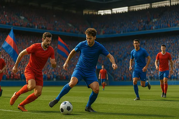 Jogadores rivais correndo
